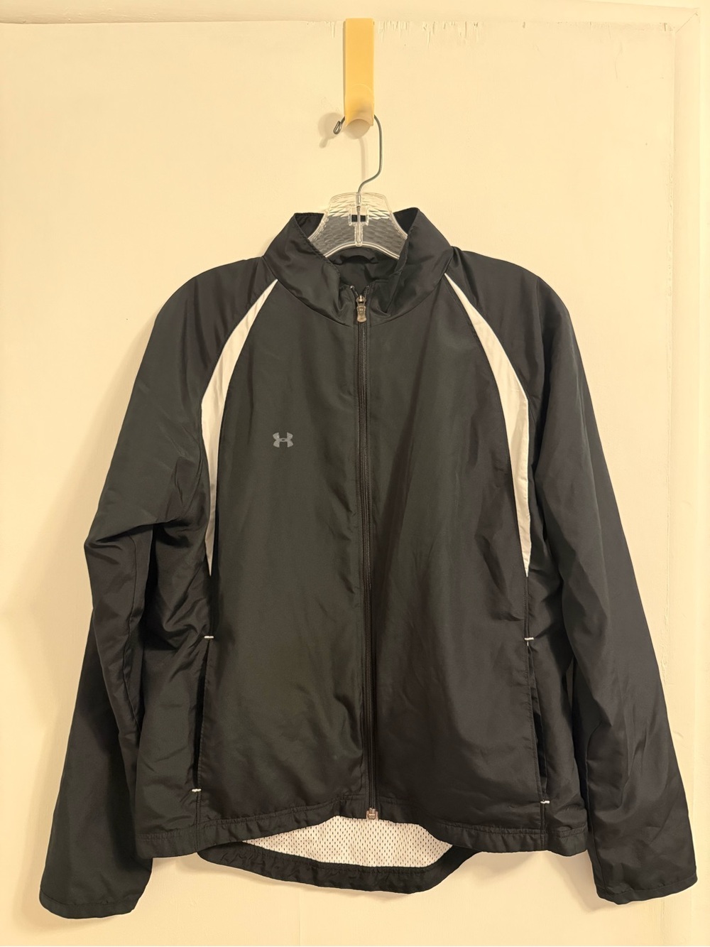 Under Armour Black Windbreaker Jacket with White Panels